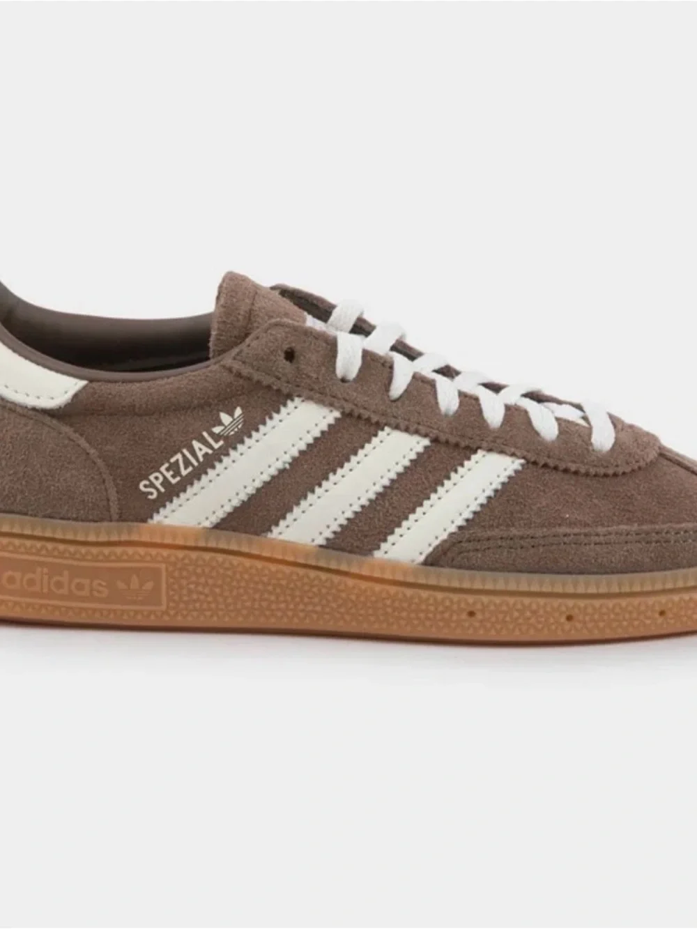 adidas handball Spezial Suede Sneaker in Brown and White with Gum Sole - Picture 1 of 5